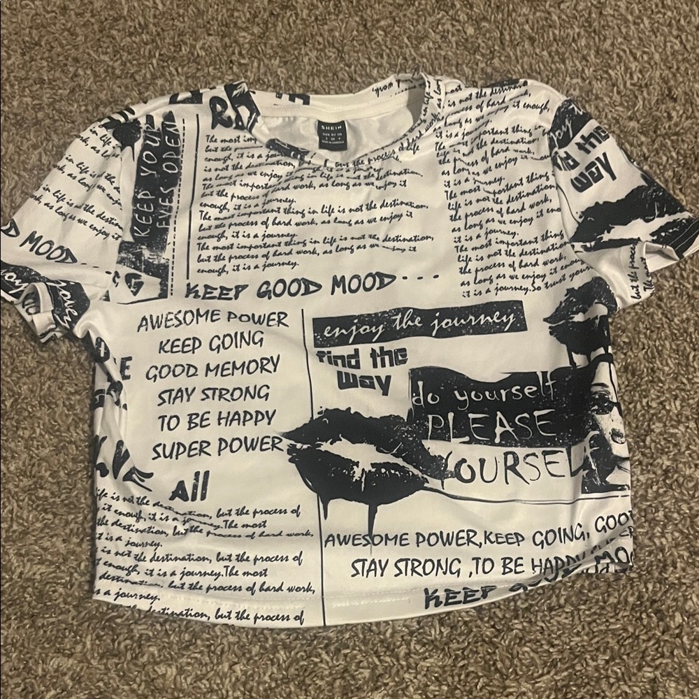 SHEIN Black and White Graphic Tee
